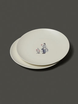 Ritu Kumar - White Amer Fort Dinner Plate (Set of 2)