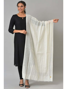 Aurelia - White Classic Woven Dupatta