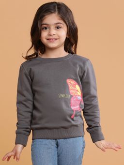 Tales & Stories - Grey Printed Sweatshirt for Girls