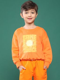 Tales & Stories - Orange Printed Sweatshirt for Boys