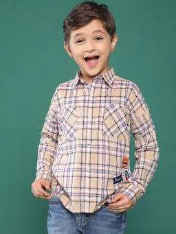 Tales & Stories - Beige Cotton Checkered Shirt for Boys