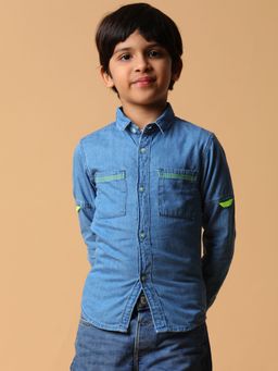 Tales & Stories - Blue Solid Cotton Shirt for Boys