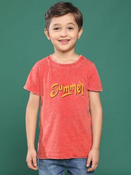 Tales & Stories - Red Embroidery Cotton T-Shirt for Boys