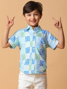 Tales & Stories - Blue and Sky Printed Shirt for Boys