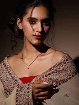 Ruby Raang Studio - White Gold Plated Kundan Necklace