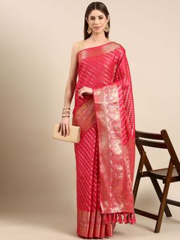 Vastranand - Woven Design Leheriya Zari Woven Tissue Banarasi Saree with Unstitched Blouse
