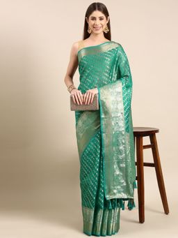 Vastranand - Woven Design Leheriya Zari Woven Tissue Banarasi Saree with Unstitched Blouse