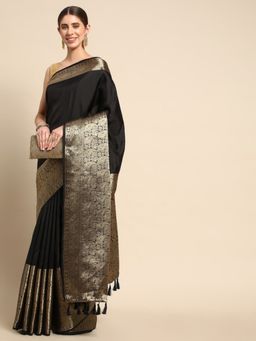 Vastranand - Kanjeevaram Zari Woven Design Border Banarasi Silk Saree with Unstitched Blouse