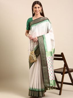 Vastranand - Kanjeevaram Zari Woven Design Silk Blend Banarasi Patola Saree with Unstitched Blouse