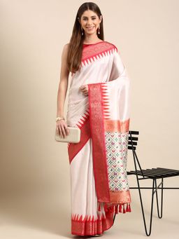 Vastranand - Kanjeevaram Zari Woven Design Silk Blend Banarasi Patola Saree with Unstitched Blouse