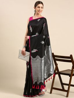 Vastranand - Kanjeevaram Woven Design Ethnic Motifs Silk Blend Banarasi Saree with Unstitched Blouse