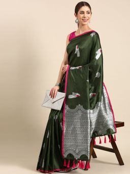 Vastranand - Kanjeevaram Woven Design Ethnic Motifs Silk Blend Banarasi Saree with Unstitched Blouse