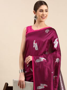 Vastranand - Kanjeevaram Woven Design Ethnic Motifs Silk Blend Banarasi Saree with Unstitched Blouse