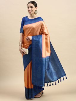 Vastranand - Kanjeevaram Woven Design Silk Blend Banarasi Saree with Unstitched Blouse