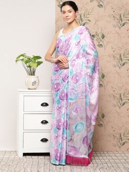 Vastranand - Digital 3D Satin Saree with Unstitched Blouse