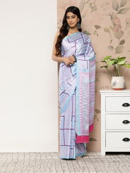 Vastranand - Digital 3D Satin Saree with Unstitched Blouse