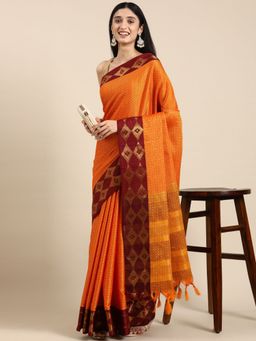 Vastranand - Paisley Butti Zari Woven Design Kanjeevaram Banarasi Saree with Unstitched Blouse