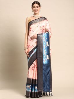 Vastranand - Floral Zari Woven Design Silk Blend Banarasi Saree with Unstitched Blouse