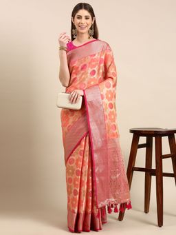 Vastranand - Paisley Tissue Zari Woven Design Banarasi Saree with Unstitched Blouse