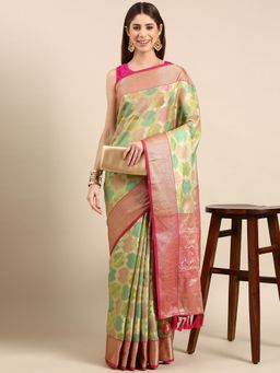 Vastranand - Paisley Tissue Zari Woven Design Banarasi Saree with Unstitched Blouse
