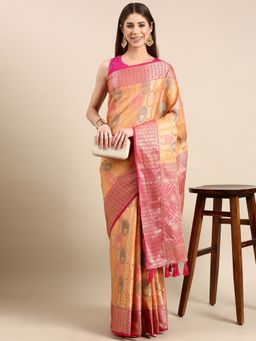 Vastranand - Paisley Tissue Zari Woven Design Banarasi Saree with Unstitched Blouse