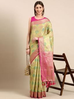 Vastranand - Paisley Tissue Zari Woven Design Banarasi Saree with Unstitched Blouse