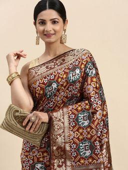 Vastranand - Ethnic Motif Zari Woven Design Art Silk Banarasi Patola Saree with Unstitched Blouse