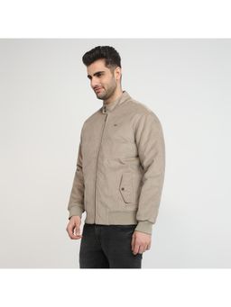 ColorPlus - Men Brown Pure Cotton Solid High Neck Jacket