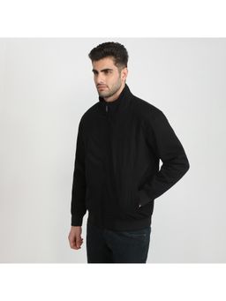 ColorPlus - Men Black Pure Cotton Solid High Neck Jacket