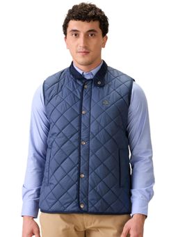 ColorPlus - Men Blue Polyester Solid Round Neck Waist Coat