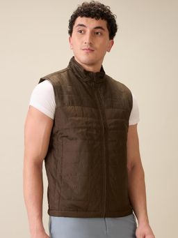 ColorPlus - Men Green Polyester Solid High Neck Jacket