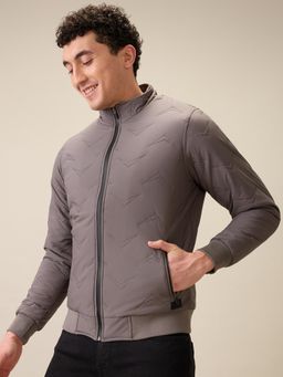 Parx - Men Grey Polyester Textured High Neck Jacket