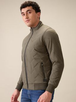 Parx - Men Green Polyester Textured High Neck Jacket
