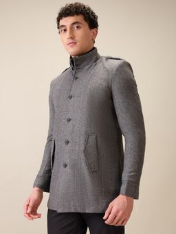 Parx - Men Grey Polyester Textured High Neck Waist Coat