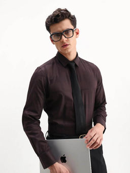 Rare Rabbit - Men's Boxlet 25 Coffee Regular Fit Checked Shirt