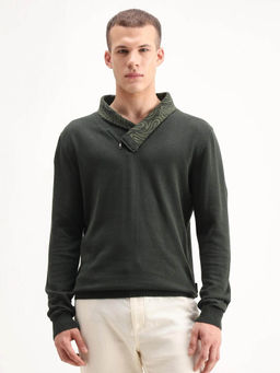 Rare Rabbit - Men's Denver-25 Dark Olive Plain Sweater