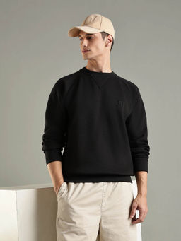 Tommy Hilfiger - Black Solid Regular Fit Cotton Sweatshirt