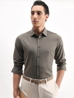 Rare Rabbit - Men's Gunjo 25 Dusky Grey Polyester Blend Fabric Regular Fit Plain Shirt