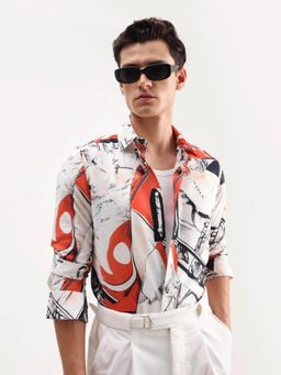 Rare Rabbit - Men's Kufa Multi-color Regular Fit Printed Shirt