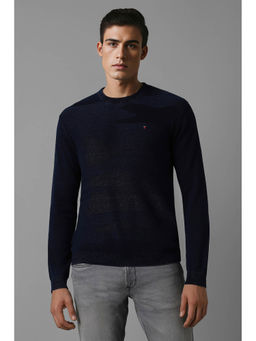Louis Philippe - Men Navy Blue Textured Sweater