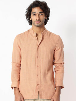 Rare Rabbit - Men's Manzar Peach Knitted Shirt