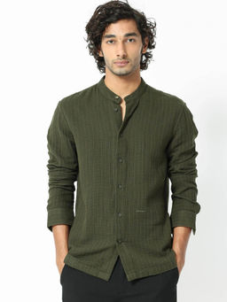 Rare Rabbit - Men's Manzar Dark Green Knitted Shirt