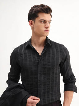 Rare Rabbit - Men's Runek-25 Black Regular Fit Shirt