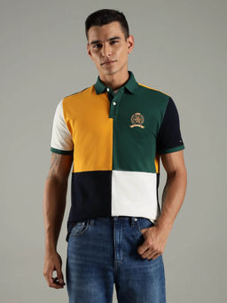 Tommy Hilfiger - Multi-Colour Colorblock Regular Fit Cotton Polo T-Shirt