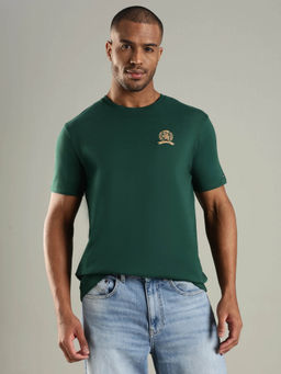 Tommy Hilfiger - Green Solid Regular Fit Cotton T-Shirt