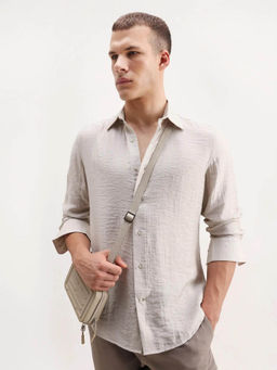 Rare Rabbit - Men's Vobrin Dusky Beige Regular Fit Shirt