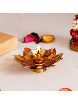 eCraftIndia - Large 6 Inch Floral Shape Metal Diya