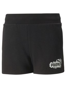 Puma - Essentials+ Flower Power Girls Black Shorts