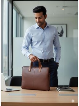 Horra - Unisex 14 Inch Laptop Bag- Brown (S)