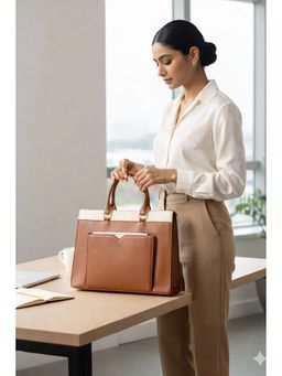 Horra - 13 Inch Women's Laptop Bag for Office with Extra Pouch Tan